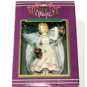 Vintage Christmas Ornament Angel With Bells Mistletoe Magic Collection